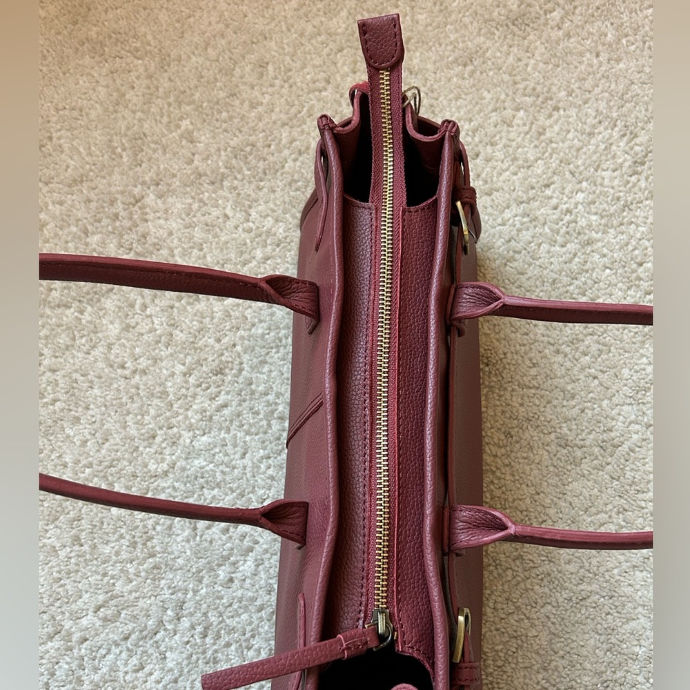 Handmade In India Genuine Leather Crossbody Satchel Bag Maroon OS - Picture 9 of 13